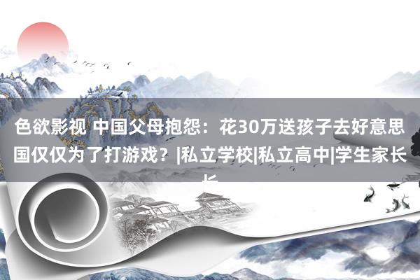 色欲影视 中国父母抱怨：花30万送孩子去好意思国仅仅为了打游戏？|私立学校|私立高中|学生家长